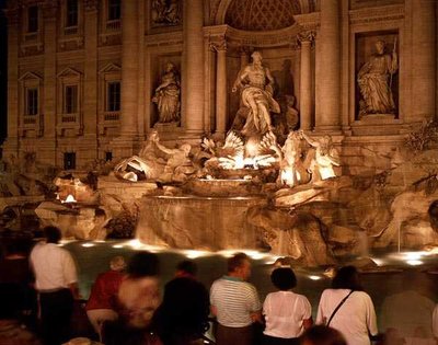 View of The Trevi Fountain at night, built 1732-62 by Nicola Salvi