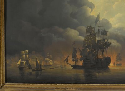 The Anglo-Dutch Fleet under Lord Exmouth and Vice Admiral Jonkheer Theodorus Frederik van Capellen Putting Out the Algerian Strongholds, 27 August 1816 by Nicolaas Baur