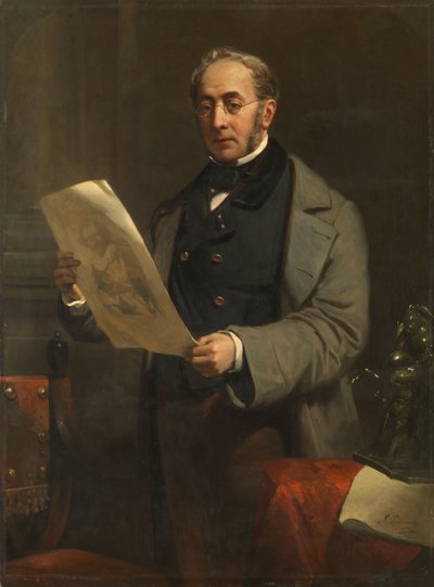 Portrait of Jacob de Vos Jacobszoon (1803-1878), Amsterdam Art Collector and Owner of the Historical Gallery De Vos by Nicolaas Pieneman
