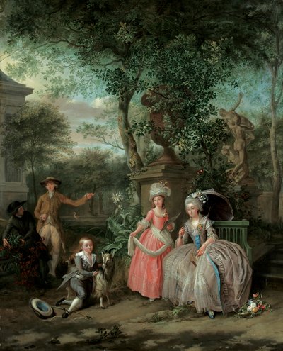 A Group Portrait of a Family in an Ornamental Garden by Nicolaas or Nicolaes Muys