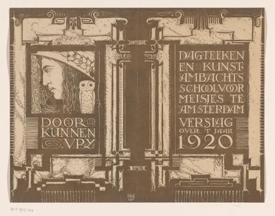 Cover Design for: Report of the Drawing and Craft School for Girls in Amsterdam for the Year 1920 by Nicolaas van de Vecht