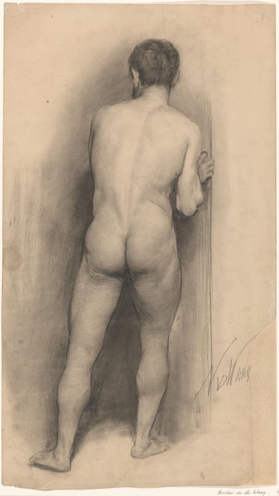 Male Nude Seen from the Back by Nicolaas van der Waay (signed by artist)