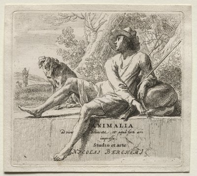 Animalia: Frontispiece, Shepherd and Dog by Nicolaes Berchem