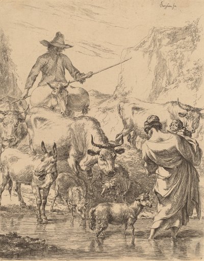 Herd Crossing the Brook by Nicolaes Berchem