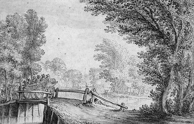 Landscape with a Cart Crossing a Bridge by Nicolaes Jansz  Visscher