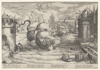 Capture of Damietta and the Sailing Over the Chain, 1219 by Nicolaes Jansz. Clock
