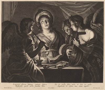 Saint Cecilia Accompanied by Heavenly Musicians by Nicolaes Lauwers after Gerard Seghers