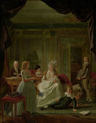 Portrait of Aernout van Beeftingh, His Wife Jacoba Maria Boon and Their Children by Nicolaes Muys