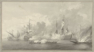Naval Battle, Possibly at Kijkduin on August 21, 1673 by Nicolaes Muys