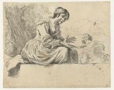 Young Woman Sitting on a Stone by Nicolaes Pietersz Berchem
