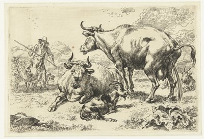 Lying and Pissing Cow by Nicolaes Pietersz Berchem