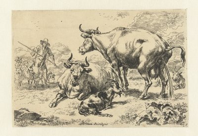 Lying and a Pissing Cow by Nicolaes Pietersz Berchem