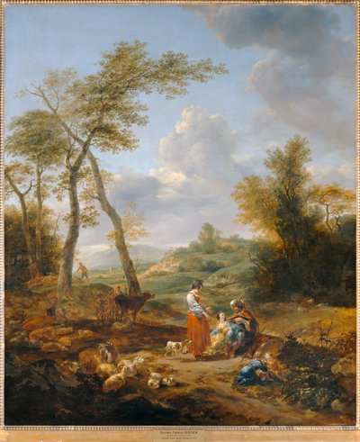 Landscape with Elkana and his two wives Anna and Pennina by Nicolaes Pietersz. Berchem