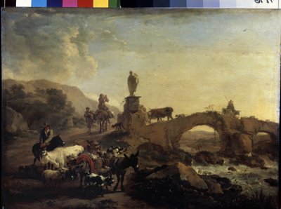 Italian Landscape with a Small Bridge by Nicolaes Pietersz. Berchem