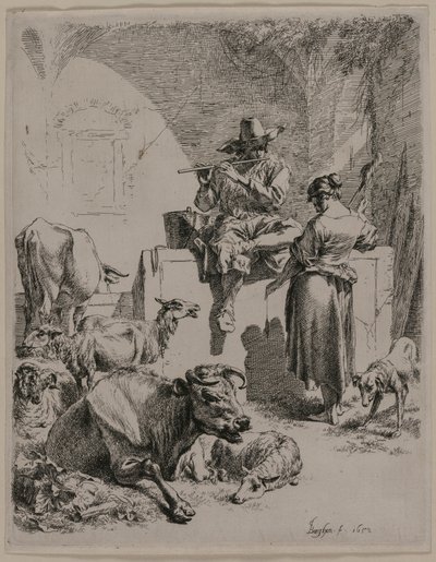 The Piping Shepherd, 1652 by Nicolaes Pietersz. Berchem