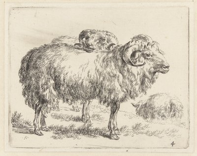 Two Rams and a Sheep by Nicolaes Pietersz Berchem