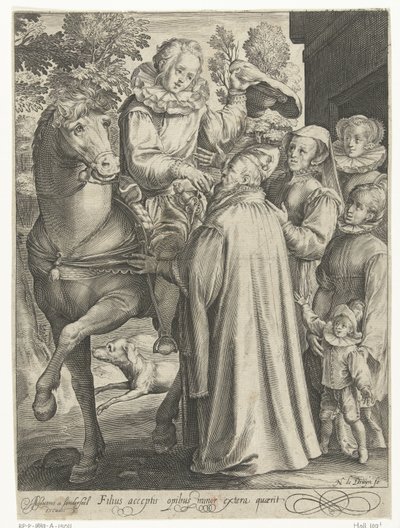 The Prodigal Son Receives His Inheritance and Sets Out on a Journey (series title: Story of the Prodigal Son) by Nicolaes de Bruyn