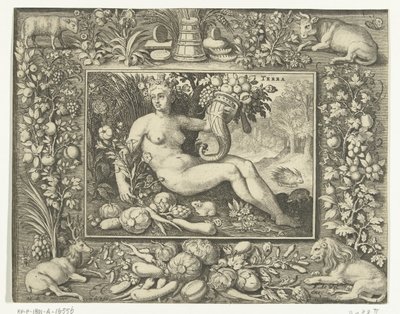 Element Earth as a Naked Woman with Cornucopia (The Four Elements series) by Nicolaes de Bruyn