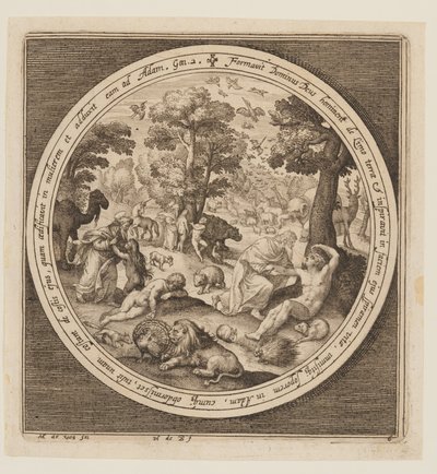 Sixth Day: The Creation of the Animals, Adam and Eve, from The Creation to the Expulsion from Paradise by Nicolaes de Bruyn
