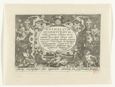 Title Print with Title in Cartouche Surrounded by Monkeys Working as Goldsmiths by Nicolaes de Bruyn