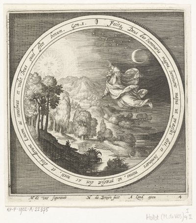 Fourth Day of Creation: God Creates the Sun, Moon, and Stars by Nicolaes de Bruyn