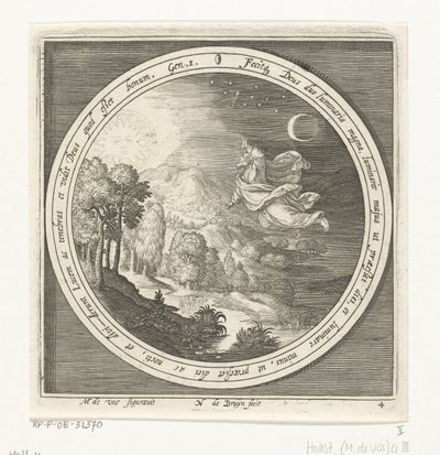 Fourth Day of Creation: God Creates the Sun, Moon, and Stars (From Creation to Expulsion from Paradise) by Nicolaes de Bruyn