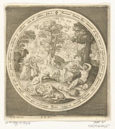 Sixth Day of Creation: God Creates the Animals and Adam and Eve by Nicolaes de Bruyn