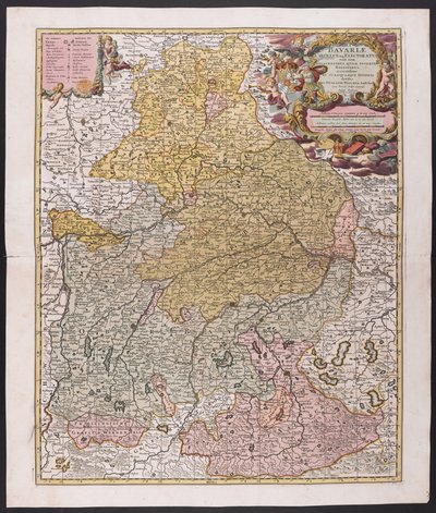 Map of Bavaria, Nicolaes Visscher, cartographer, Around 1730 by Nicolaes the Elder (after) Visscher