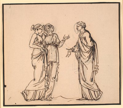 Antique Scene with Three Figures, a Man Talking to Two Women by Nicolai Abildgaard