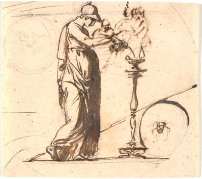 Athena Pours Oil on a Lamp by Nicolai Abildgaard