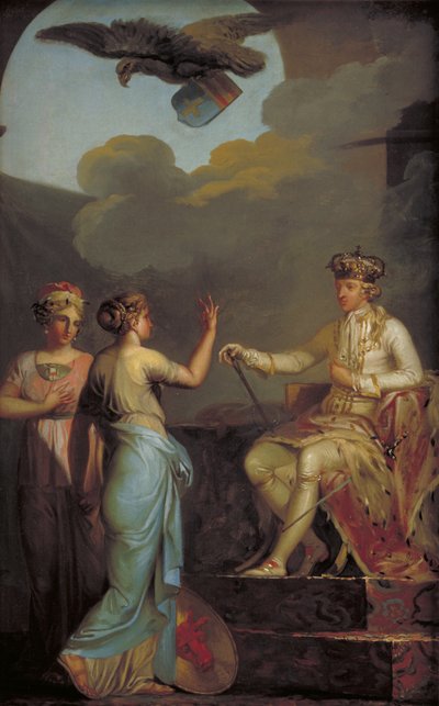 Christian VII Uniting the Ducal with the Royal Part of Holstein in 1773 by Nicolai Abildgaard