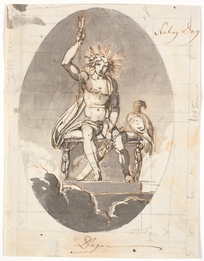 Day, Seated Man with Radiant Halo and Arrows by Nicolai Abildgaard