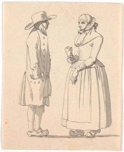 A Peasant Man and Woman Standing Opposite Each Other by Nicolai Abildgaard