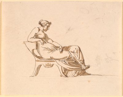 A Pregnant Woman, Sitting in Profile to the Right, on an Antique-Formed Chair by Nicolai Abildgaard
