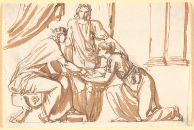 A King Receives a Wreath from a Kneeling Woman by Nicolai Abildgaard