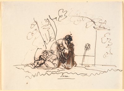 A Woman Sitting by a Spring with Three Small Children by Nicolai Abildgaard