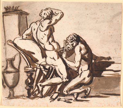 A Naked Man Circumcising Another Naked Man, or: Uranus Being Castrated by Cronus? by Nicolai Abildgaard