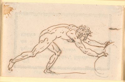 A Naked Man Pushing a Large Stone by Nicolai Abildgaard