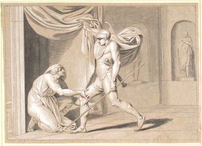 A Soldier Finds Claudius, Who Fears Becoming Emperor, Hidden Behind a Curtain by Nicolai Abildgaard