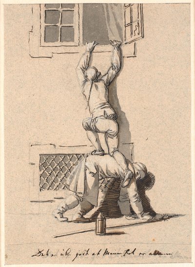 A Watchman Helping a Gentleman through a Window by Nicolai Abildgaard