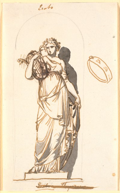 Erato, Muse of Love Poetry, as a Statue in a Niche by Nicolai Abildgaard