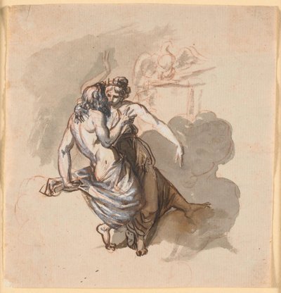 A Loving Divine Couple, Sitting in the Clouds by Nicolai Abildgaard