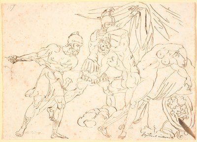 A Pair of Warriors Killing a Naked Man They Find in Intercourse with a Woman by Nicolai Abildgaard
