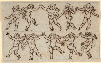 Frieze with two rows of dancing cupids by Nicolai Abildgaard