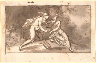 Hermes Teaching a Young Man (Apollo?) to Play the Flute by Nicolai Abildgaard