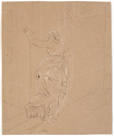 The Midwife. Study for The Girl from Andros. [The Midwife Leaving the House of the Andros Girl] by Nicolai Abildgaard