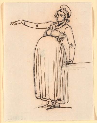 Caricature of a Pregnant Woman with Right Arm Outstretched by Nicolai Abildgaard