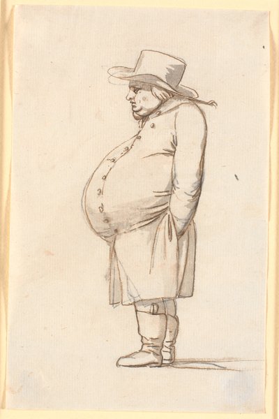 Caricature of a Pot-Bellied Man, Standing in Profile to the Left by Nicolai Abildgaard