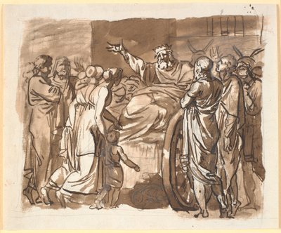 Peisistratos Complains to the Athenians About the Attack He Claims to Have Been Subjected to. He Sits on a Donkey-Drawn Cart, Surrounded by Numerous People by Nicolai Abildgaard