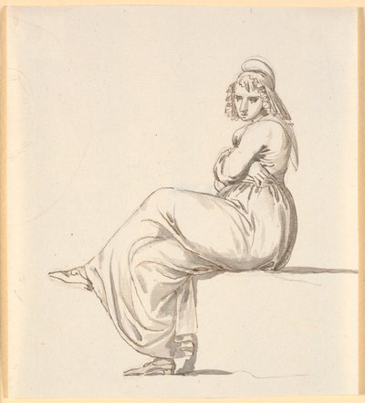Seated Pregnant Woman with Crossed Arms, in Profile to the Left by Nicolai Abildgaard
